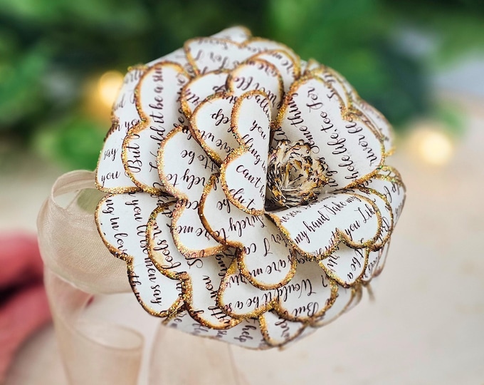 Song Lyrics Paper Flowers - Vintage Style Romantic gift for Anniversary, First Dance, Romantic Keepsake