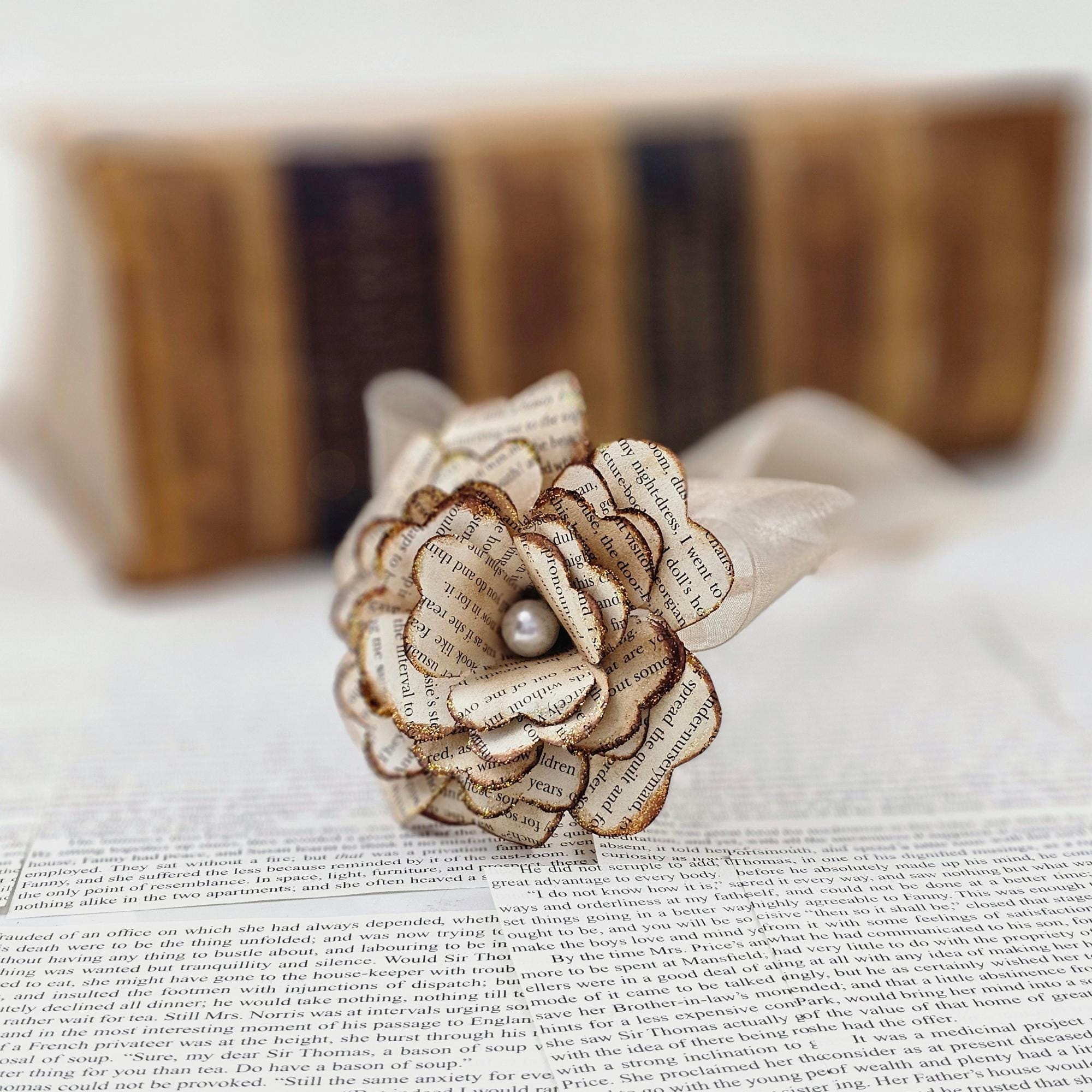 Artisan Book Page Rose, Vintage Style Paper Flower Gift - Etsy