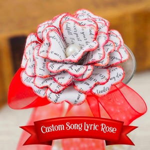 Custom Song Lyrics Paper Flowers, Wedding Vows on Single Stem Red Paper Rose, 1st Anniversary Gift for Wife, Unique Gift for Girlfriend