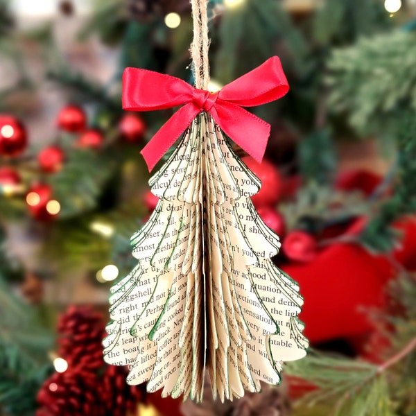 Christmas Tree Book Ornament, Bookish Gift, Teacher Gift, Bookclub Gift