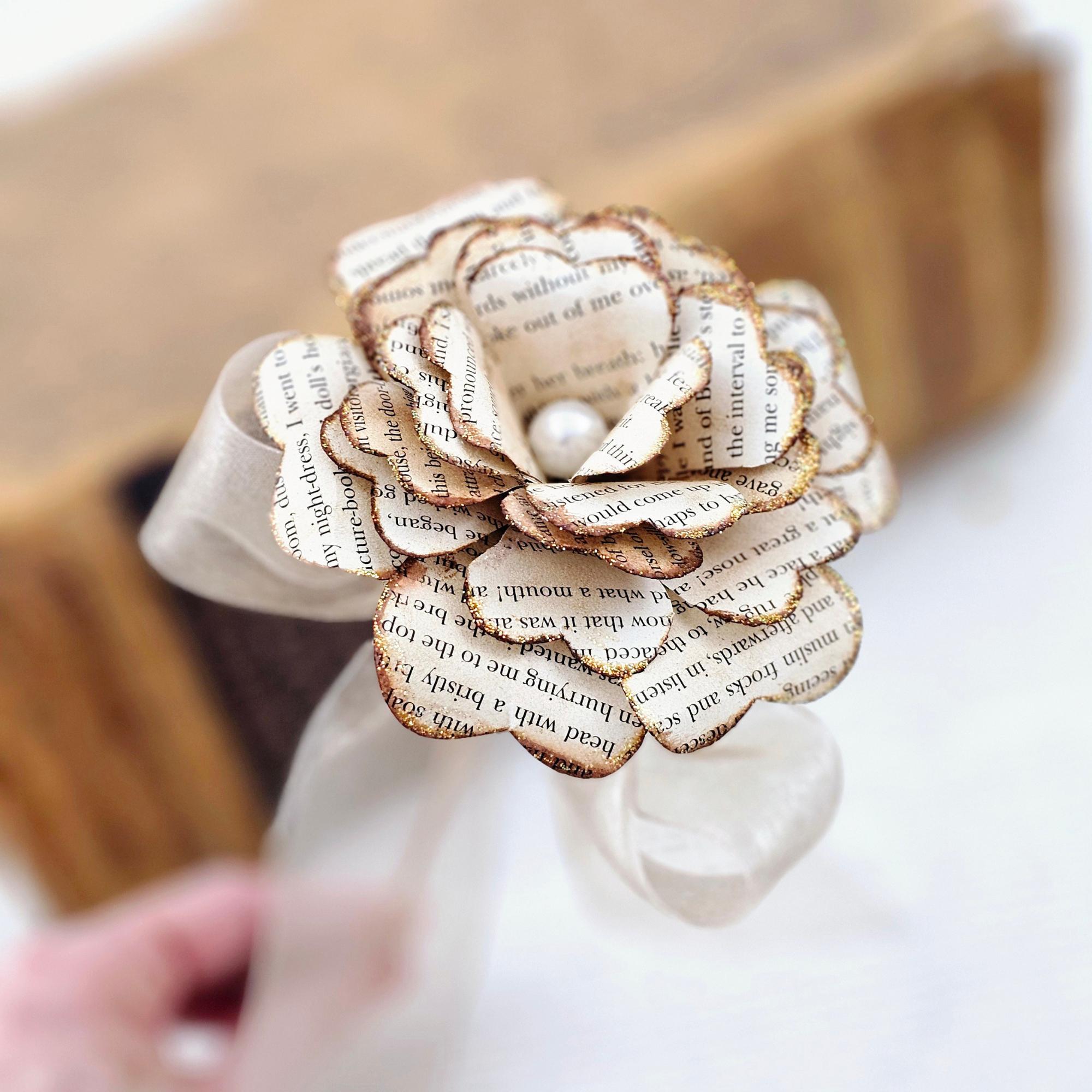 Artisan Book Page Rose, Vintage Style Paper Flower Gift - Etsy