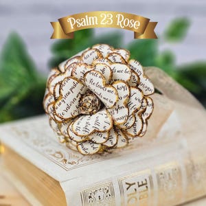 Psalm 23 Paper Rose, Christian Gift, Bible Verse Flower