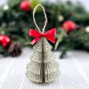 Book Club Xmas Gift, Book Page Christmas Tree Ornament, Bookworm Gift, Recycled Book Page Art