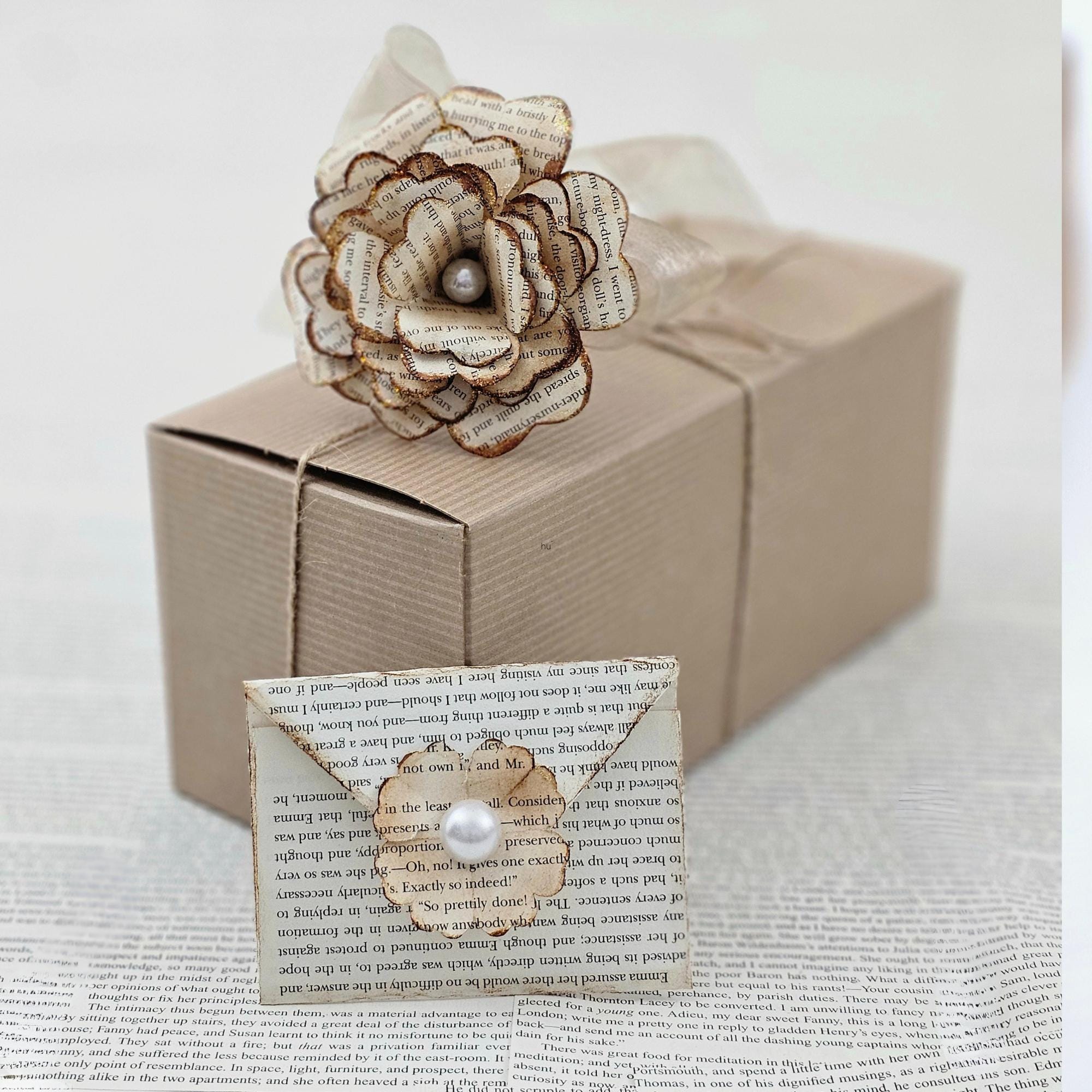 Artisan Book Page Rose, Vintage Style Paper Flower Gift - Etsy