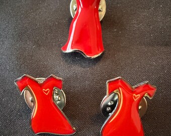 free red dress lapel pins Womens red dress Lapel Pin Hat Vest EUC K498