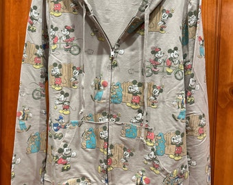 Vintage Hooded Disney Character Hooded Sweatshirt-Tan-Adult XLrg