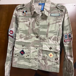 Vintage Disney Camouflage & Patches Mickey Mouse Jacket-Youth Large