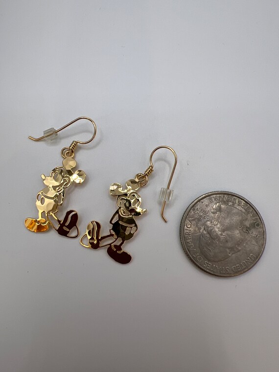 Vintage Full Body Gold Tone Mickey Mouse Earrings - image 4