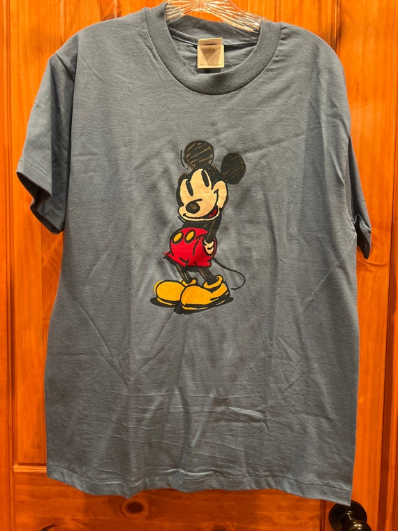Vintage Disney Mickey Mouse T-Shirt-Blue-Adult Med