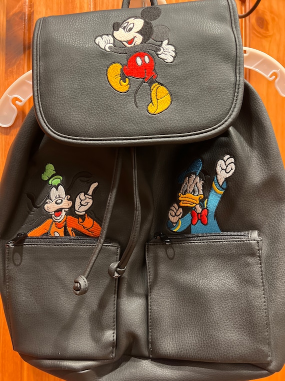 Disney Mickey Mouse Vintage Leather Backpack Bag Blown Color Rare