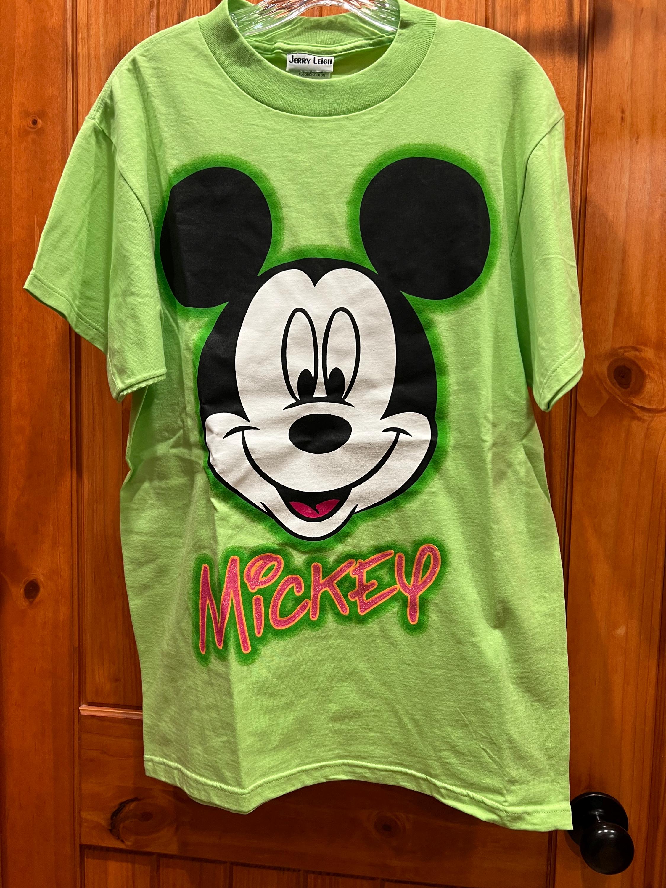 Vintage 90s Jerry Leigh Mickey Mouse T-shirt-neon Green-adult