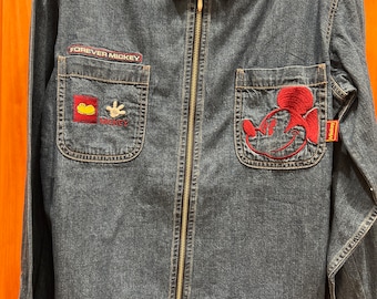 Chaqueta vaquera ligera vintage de los años 90 Forever Mickey Disney Store (adulto mediano)