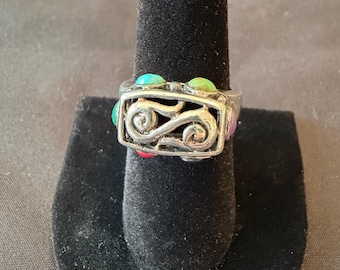 Vintage Sterling Silver Multi-Stone Ring