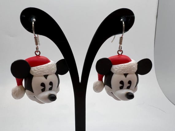 Vintage Disney Mickey Mouse Santa Earrings-Pierced ears