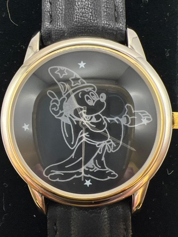 Disney Retired Etched Glass Mickey Mouse Sorcerer Watch - Etsy display picture 1