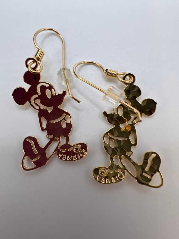 Vintage Full Body Gold Tone Mickey Mouse Earrings - image 3
