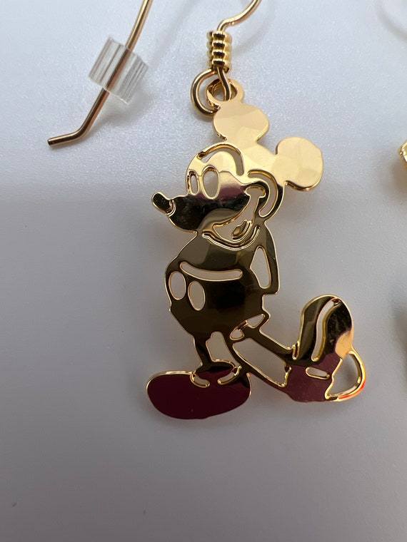 Vintage Full Body Gold Tone Mickey Mouse Earrings - image 2