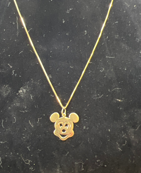 Gold Mickey Mouse Head Necklace Etsy