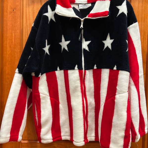 American Flag Fleece Jacket Etsy