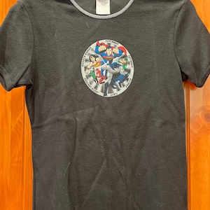 Vintage 1999 DC Comics Superhero T-Shirt-Black- Youth Large