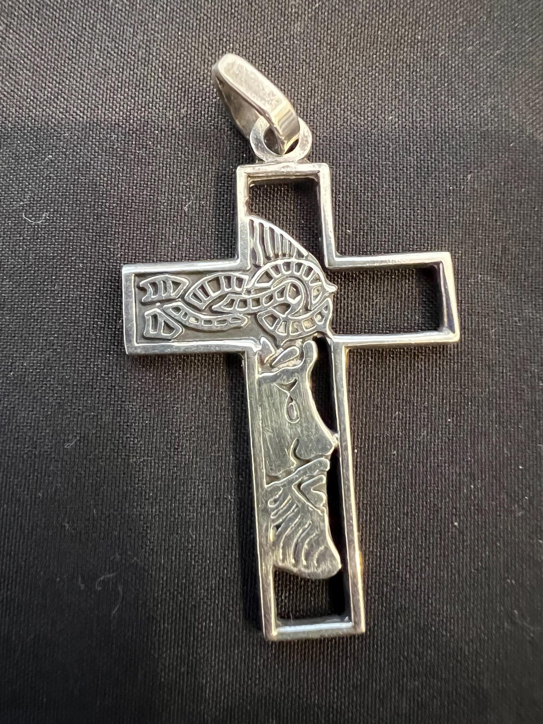 Vintage Sterling Silver Signed Cross Pendant - Etsy