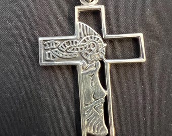 Vintage Sterling Silver Signed Cross Pendant