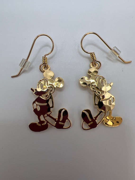 Vintage Full Body Gold Tone Mickey Mouse Earrings - image 1