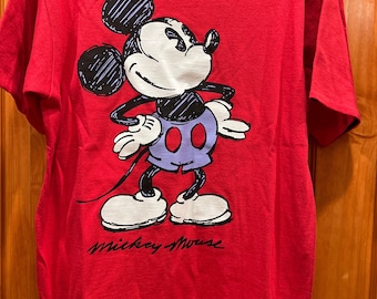 Vintage Mickey Mouse T-Shirt-Red- Adult Medium