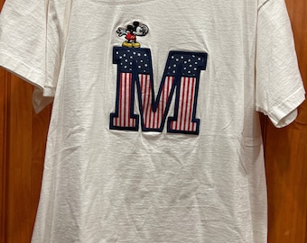 Vintage Patriotic Mickey Mouse T-Shirt-White-Adult XLRG