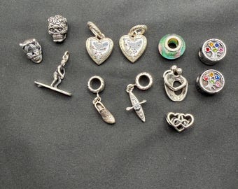 Vintage Bracelet Charms-Some Sterling Silver/Some Silver Plated-12 Charms