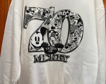 Sudadera vintage Disney 70 años de Mickey - Blanca - Talla mediana para adulto