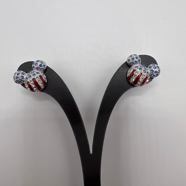 Vintage Swarovski Patriotic Mickey Icon Earrings