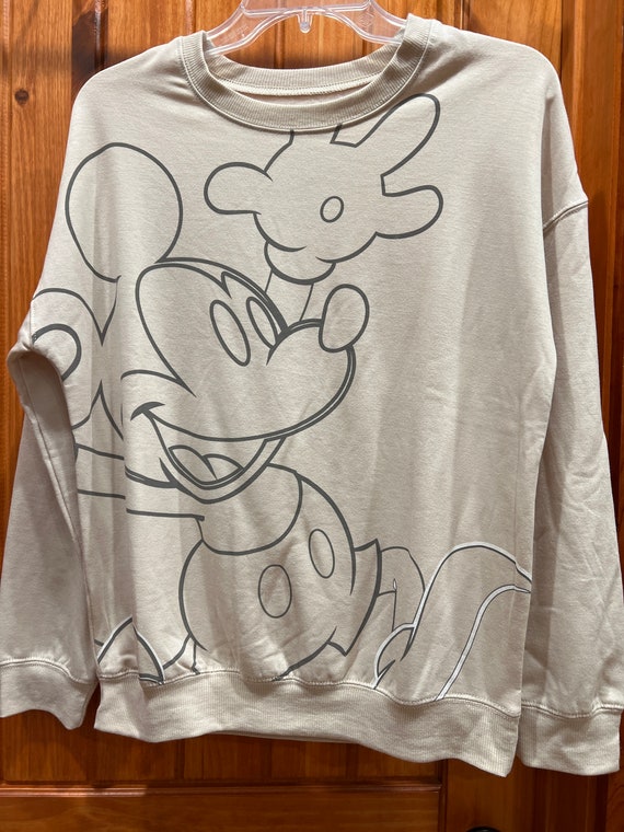 Disney Mickey Mouse Sweatshirt-Cream-Adult XSmall
