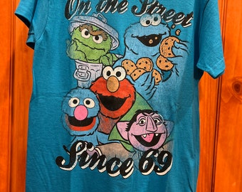 Rare Sesame Street “On the Street Since 69” T-Shirt-Blue-Adult Small