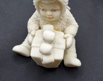 Vintage 1993 Winter Tales of Snowbabies-“Can I Open it Now” Figurine