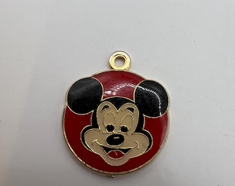 Vintage Gold Tone and Enameled Mickey Mouse Pendant