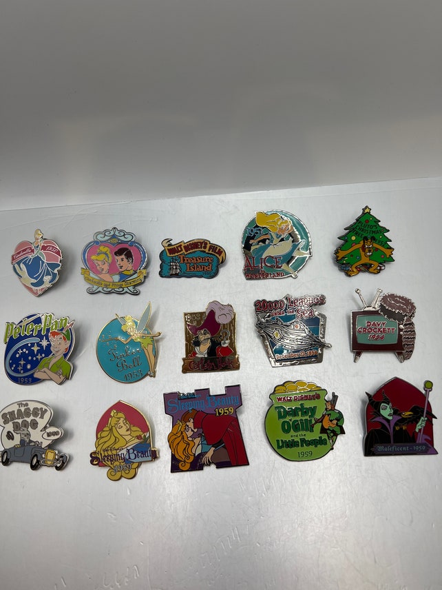 Disney 1950s Film, TV and Film Character Debut Tie Pin Collection-Lot of 19