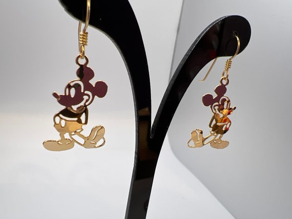 Vintage Full Body Gold Tone Mickey Mouse Earrings - image 5