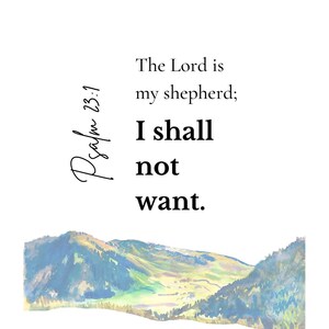 Psalm 23:1 Bible Verse Printable Wall Art watercolor