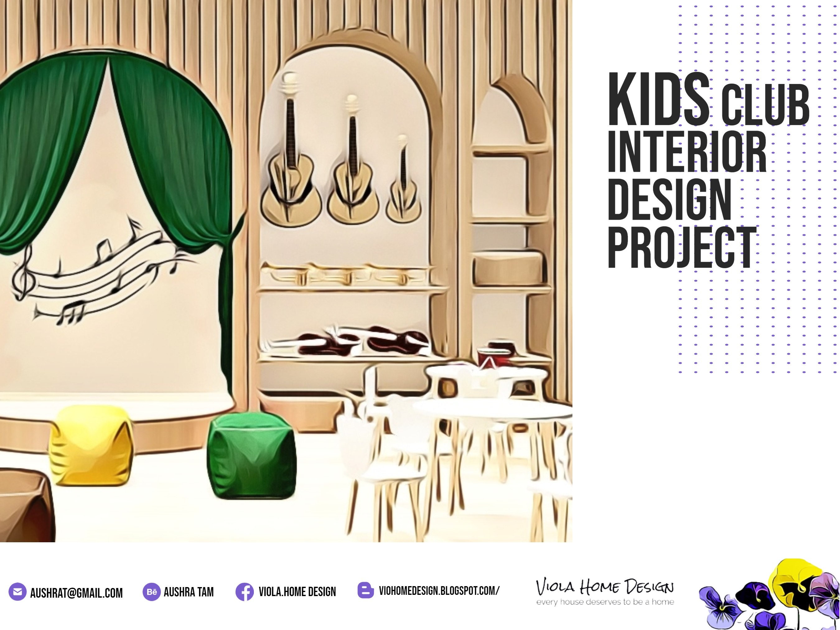 Kids Education Interior Design, Custom Online Kids Club Interior Design