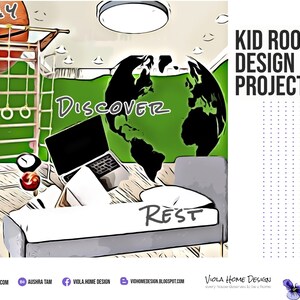 Kids room interior design, Custom Online Interior Design, Interior Design Service, One room e-design service, Bespoke room interior design