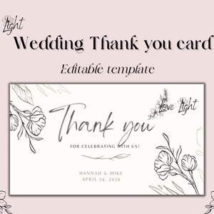 Modelo de cartão de agradecimento de casamento