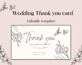 Szablon karty z podziękowaniami za ślub