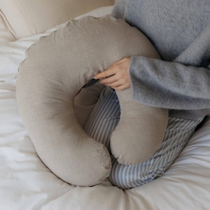 Luxury Linen Nursing Pillow - Soft and Breathable Support Cushion for Breastfeeding and Bottle Feeding