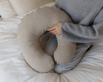 Luxury Linen Nursing Pillow - Soft and Breathable Support Cushion for Breastfeeding and Bottle Feeding