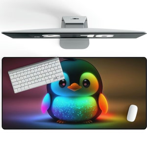 Penguin Mousepad, Large Penguin Mousepad, Large Desk Mat, Large Mousepad, Gaming Mousepad, Gift, Birthday, Cute, Penguins
