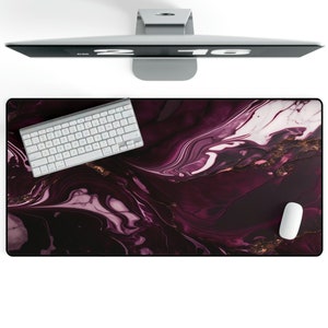 Marble Desk Pad, Purple Marble XXL Mouse Pad, Marble, Purple, Gaming Mouse Pad, Berry, Burgundy, Gift Idea, Gaming Mouse Pad, Office