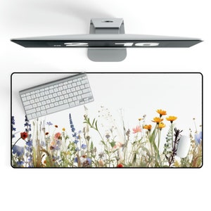 Des Mat Wildflower Large Mousepad with Stitched Edges, Keyboard Mouse Mat Desk Pad for Work Game Office Home XXL Desk Mat
