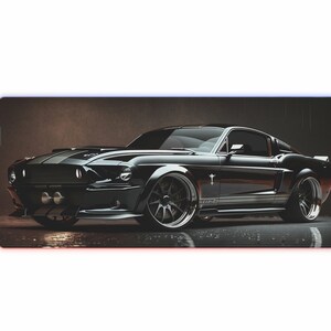 Mustang LED gaming-muismat (met verlichting via USB), bureauonderlegger, XXL muismat Ford Mustang, bureaumat Ford Mustang, kantoor