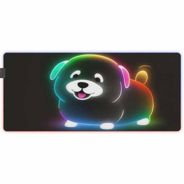 Tapis de souris LED pour chien (avec éclairage via USB), tapis de bureau, tapis de souris XXL pour chien, tapis de bureau pour chien, jeu